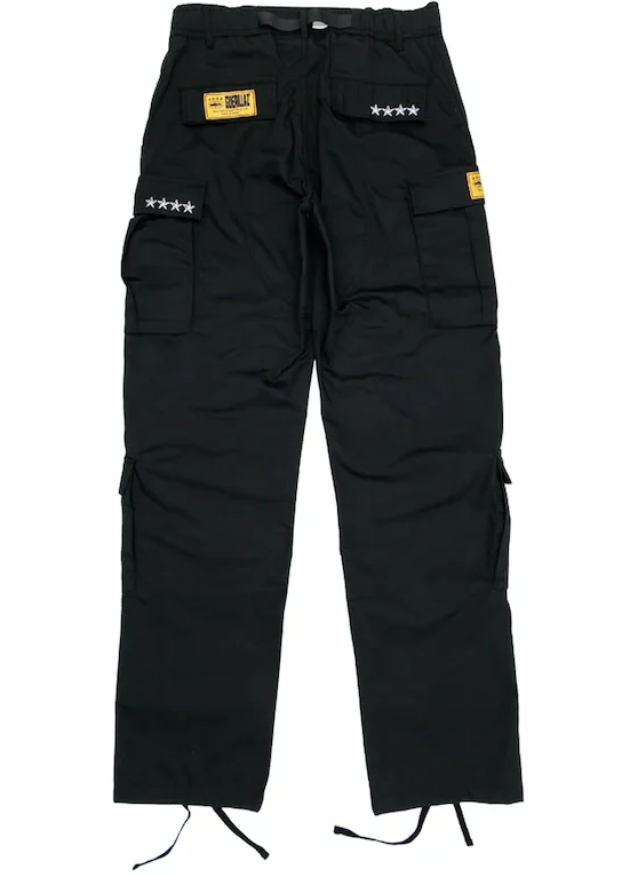 CORTEIZ 5 STARZ SPECIAL EDITION GUERILLAZ CARGO PANTS - BLACK & WHITE & YELLOW