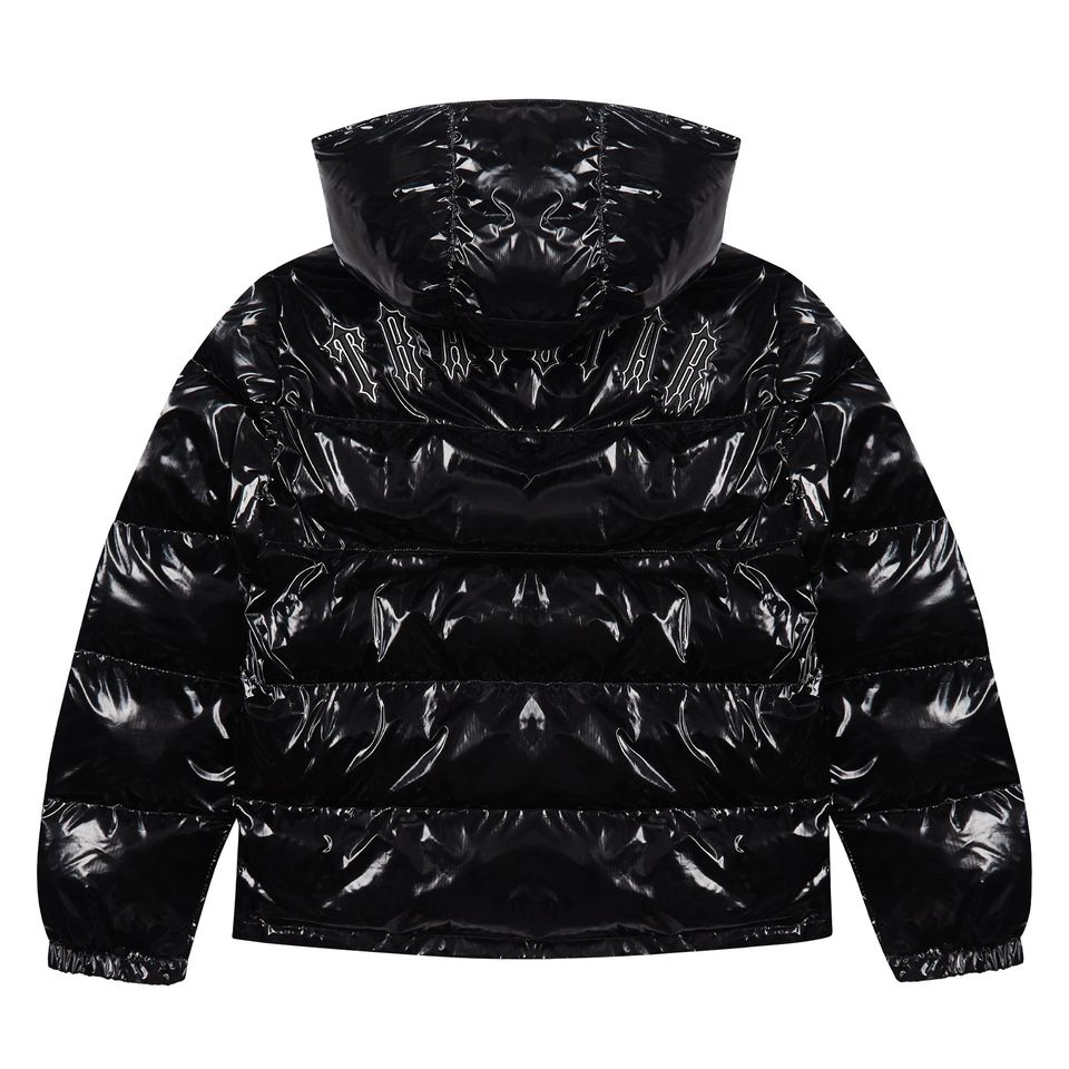 TRAPSTAR SHINY IRONGATE JACKET DETACHABLE HOOD - BLACK