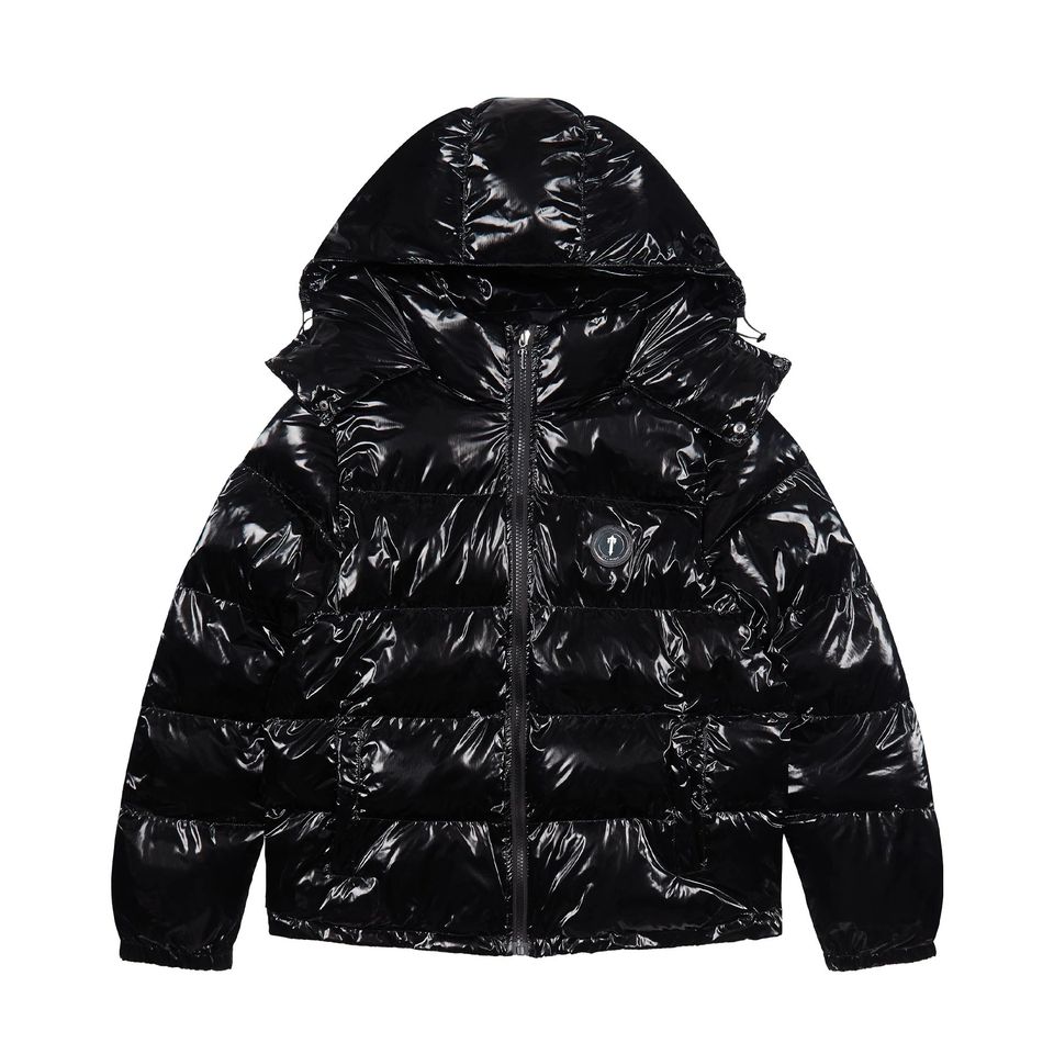 TRAPSTAR SHINY IRONGATE JACKET DETACHABLE HOOD - BLACK