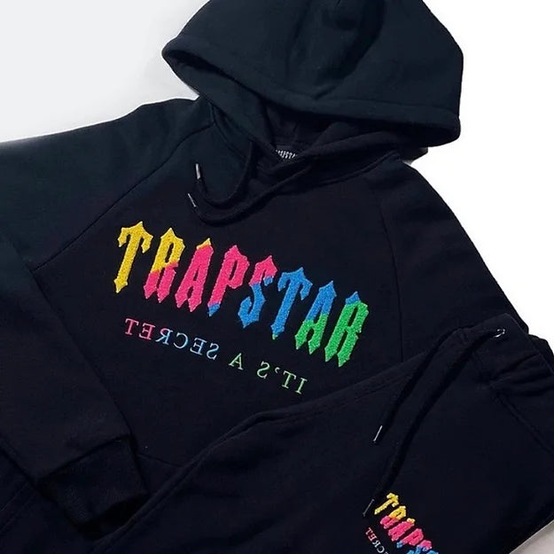 TRAPSTAR CHENILLE DECODED HOODED TRACKSUIT - BLACK CANDY EDITION