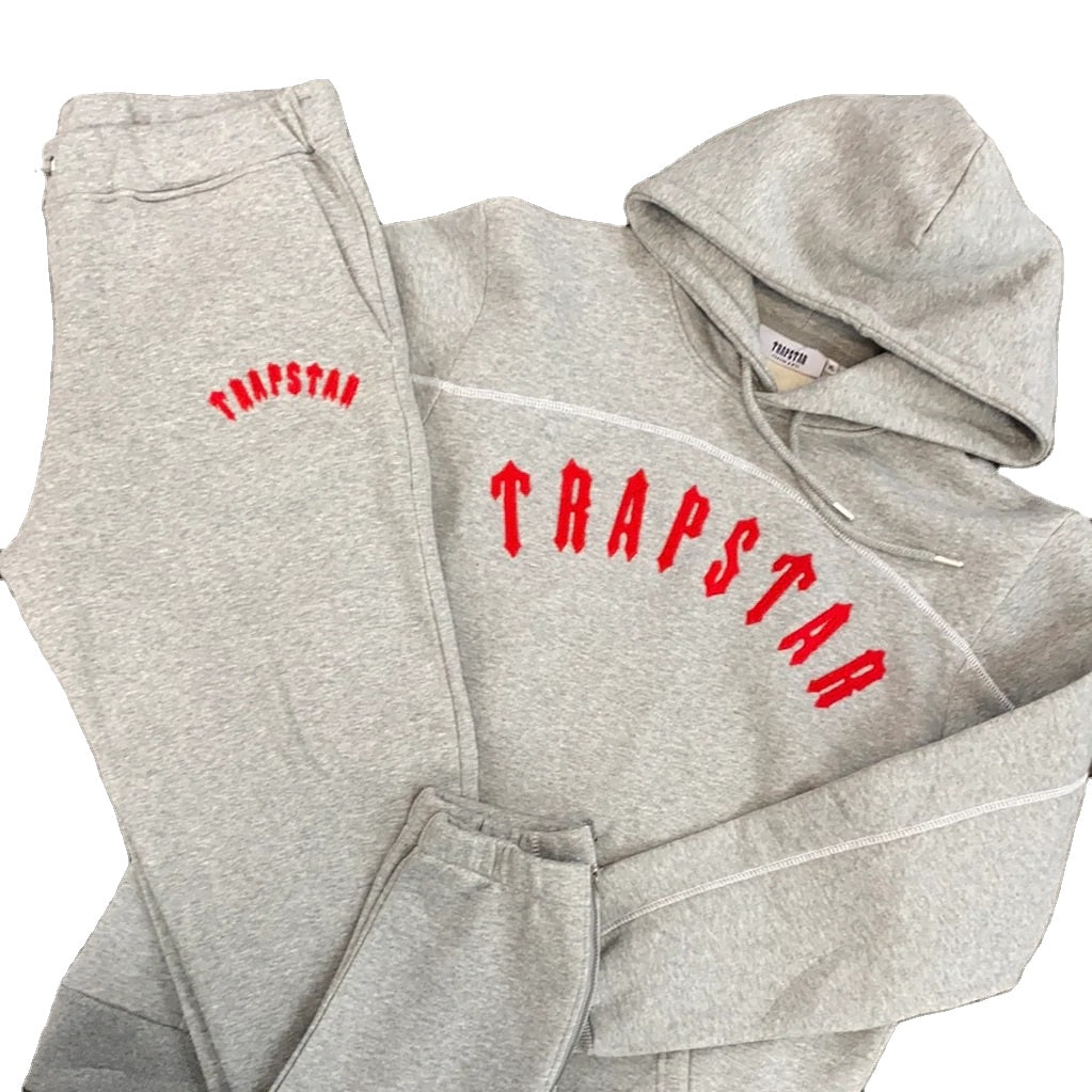 TRAPSTAR IRONGATE ARCH PANEL TRACKSUIT - RED & GREY