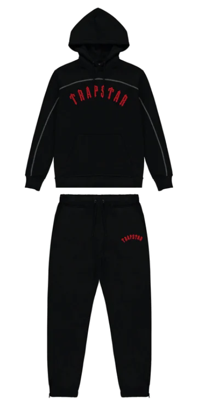 TRAPSTAR IRONGATE ARCH PANEL TRACKSUIT - RED & BLACK