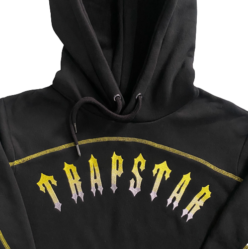 TRAPSTAR X CENTRAL CEE HOODED TRACKSUIT - BLACK & YELLOW