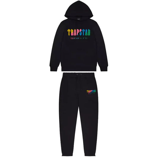 TRAPSTAR CHENILLE DECODED HOODED TRACKSUIT - BLACK CANDY EDITION