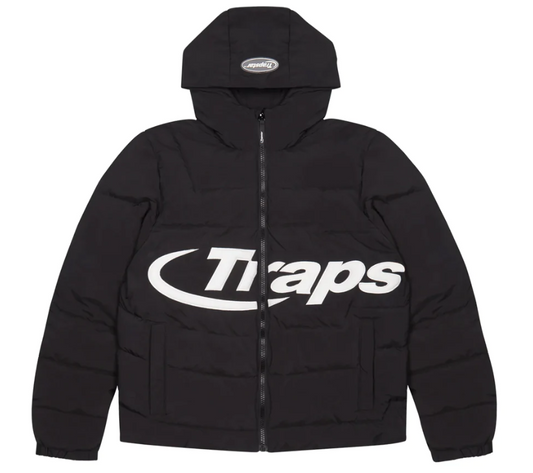 TRAPSTAR HYPERDRIVE HOODED PUFF PUFFER - BLACK & WHITE