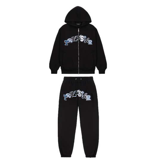 TRAPSTAR WILDCARD ZIP CHENILLE TRACKSUIT - BLACK & BLUE