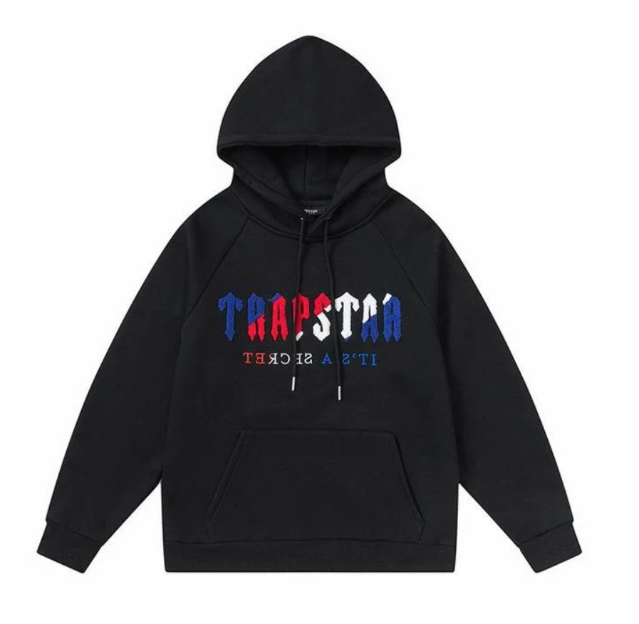 TRAPSTAR CHENILLE DECODED HOODED TRACKSUIT - BLACK REVOLUTION EDITION