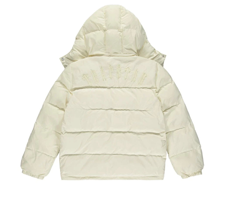 TRAPSTAR IRONGATE DETACHABLE HOODED PUFFER JACKET - CREAM