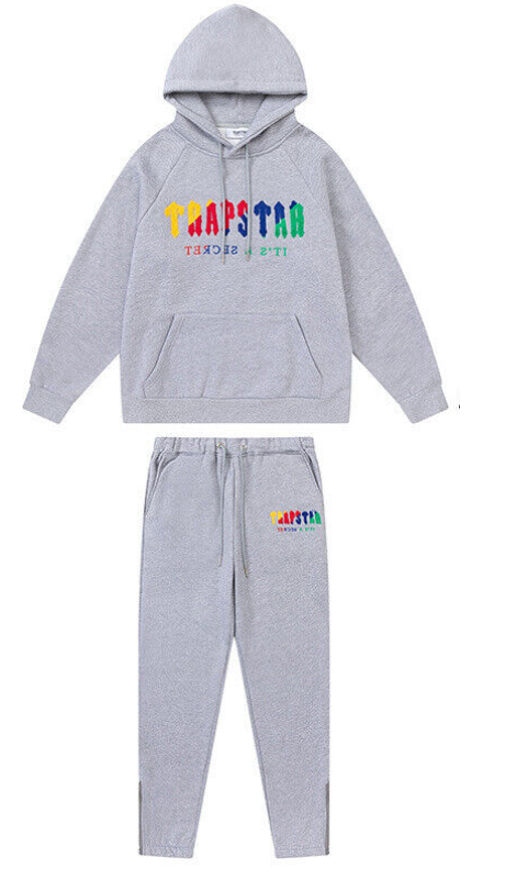 TRAPSTAR CHENILLE DECODED HOODED TRACKSUIT - GREY CANDY EDITION