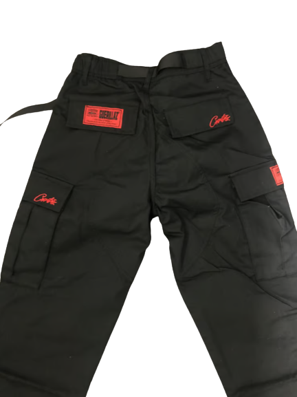 CORTEIZ GUERILLAZ CARGO PANTS - BLACK & RED