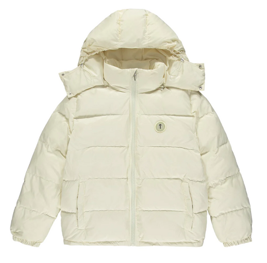 TRAPSTAR IRONGATE DETACHABLE HOODED PUFFER JACKET - CREAM