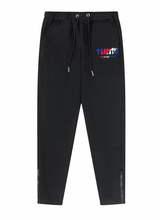 TRAPSTAR CHENILLE DECODED HOODED TRACKSUIT - BLACK REVOLUTION EDITION