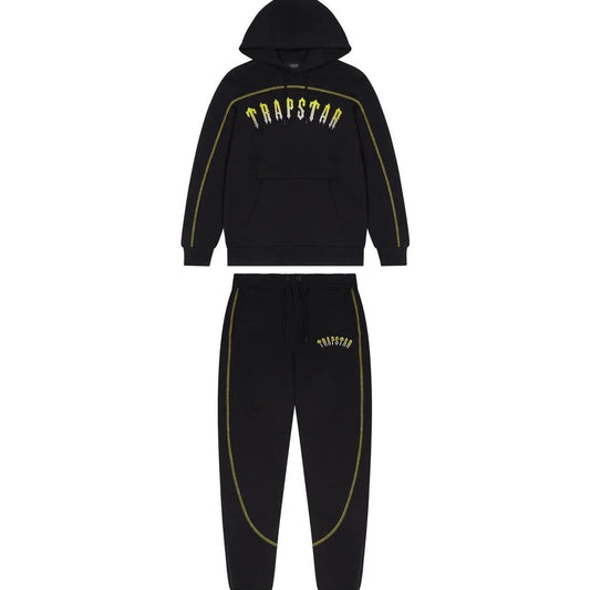 TRAPSTAR X CENTRAL CEE HOODED TRACKSUIT - BLACK & YELLOW