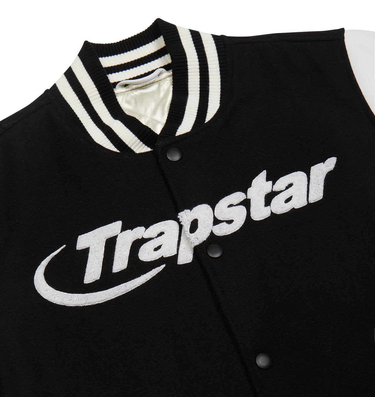 TRAPSTAR HYPERDRIVE CHENILLE VARSITY JACKET - BLACK & WHITE