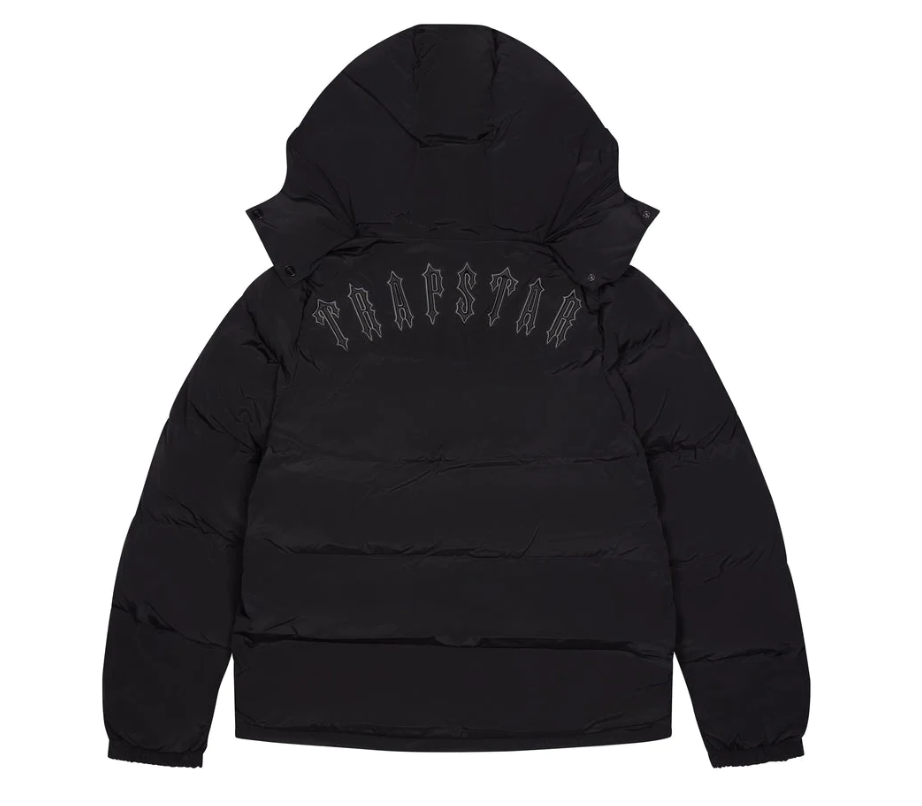 TRAPSTAR IRONGATE DETACHABLE HOODED PUFFER JACKET - BLACKOUT EDITION