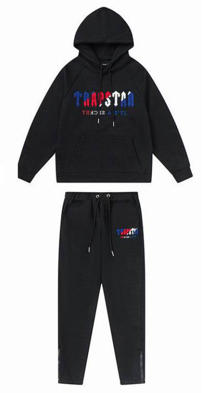 TRAPSTAR CHENILLE DECODED HOODED TRACKSUIT - BLACK REVOLUTION EDITION