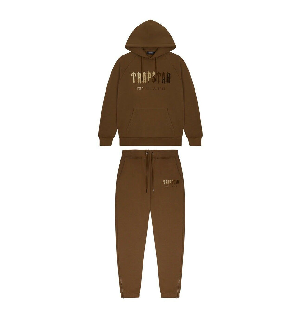 TRAPSTAR CHENILLE DECODED HOODED TRACKSUIT - EARTH BROWN