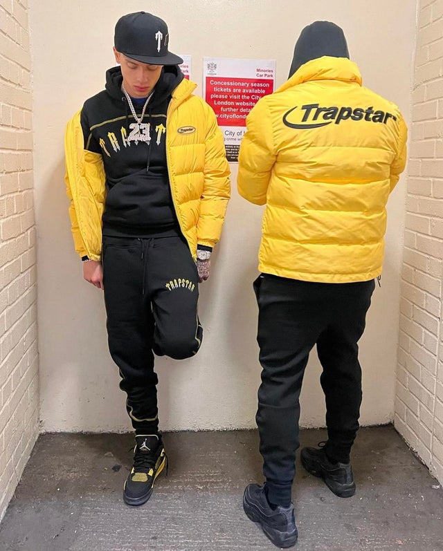 TRAPSTAR X CENTRAL CEE HOODED TRACKSUIT - BLACK & YELLOW