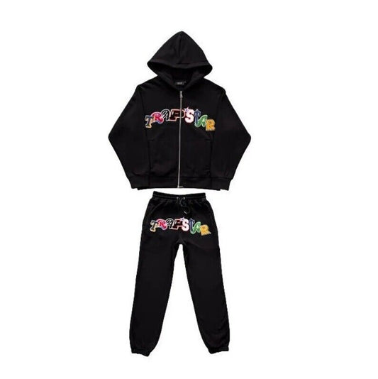 TRAPSTAR WILDCARD ZIP CHENILLE TRACKSUIT - BLACK CANDY